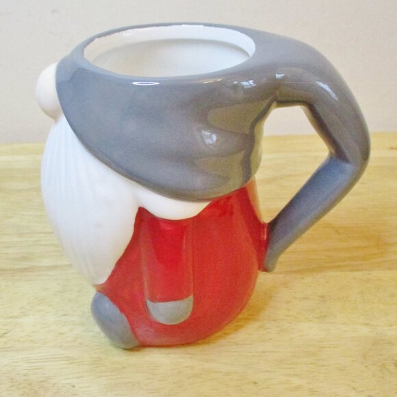 Pottery Barn Gnome Mug, Coffee, Hot Chocolate, Tea, Holiday, Gray Hat, Red Coat - Picture 2 of 7